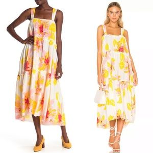 Free people moonshine midi floral tier dress sz.XS